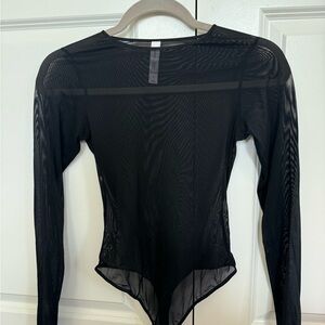 Auden Black Asymmetrical Fitted Long Sleeve Bodysuit